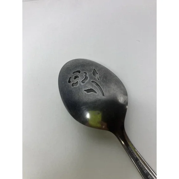 Oneida Community Flatware Pierced Serving Tablespoon Rose Shadow - Picture 6 of 8